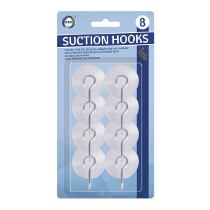 8Pk 3.8cm Suction Hooks