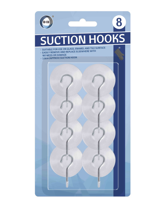 8Pk 3.8cm Suction Hooks