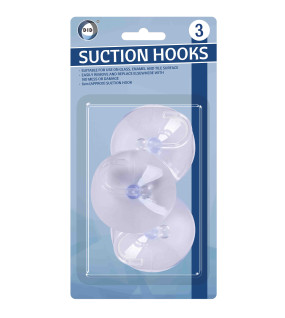 3Pk 6cm Suction Hooks