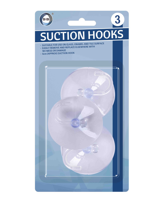 3Pk 6cm Suction Hooks 3Pk 6cm Suction Hooks