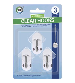 3Pk Multipurpose Clear Hooks