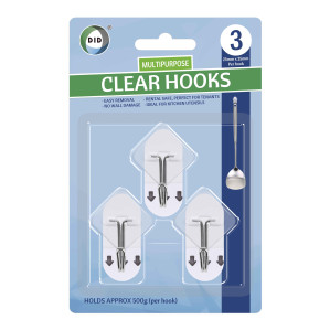3Pk Multipurpose Clear Hooks