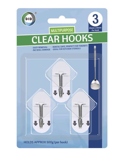 3Pk Multipurpose Clear Hooks