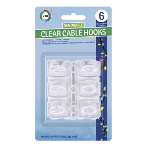 6Pk Clear Cable Hooks