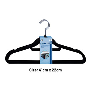 3Pk Black Velvet Hangers