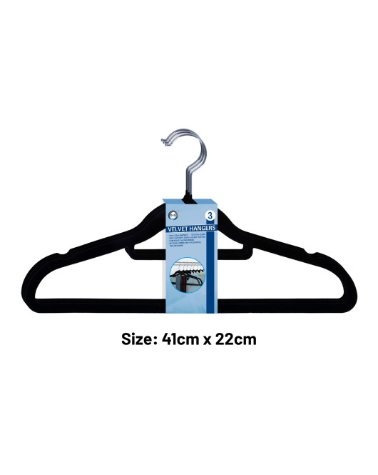3Pk Black Velvet Hangers 3Pk Black Velvet Hangers