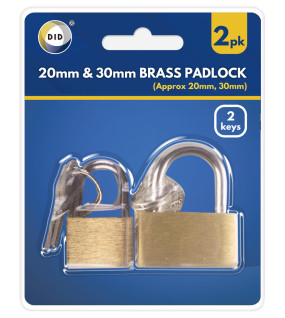 2pc 20mm & 30mm Brass Padlocks