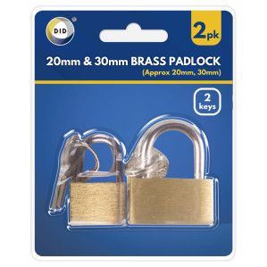2pc 20mm &amp; 30mm Brass Padlocks