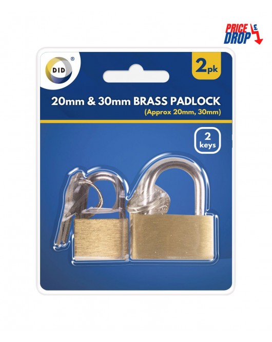 2pc 20mm & 30mm Brass Padlocks