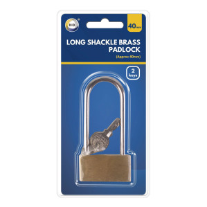 40mm Long Shackle Brass Padlock