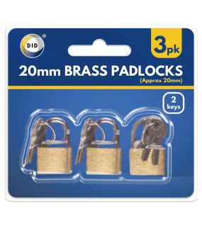 3pc 20mm Brass Padlocks