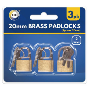 3pc 20mm Brass Padlocks