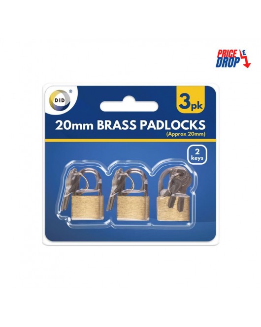 3pc 20mm Brass Padlocks