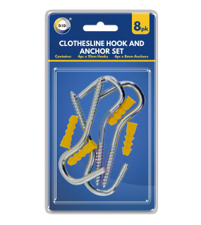 8pc Clothesline Hook and Anchor Set