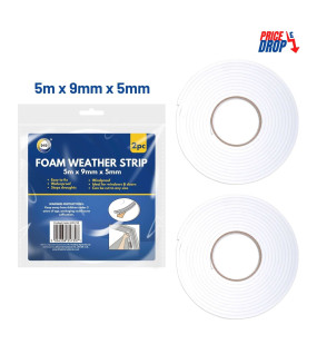 2pc 5m x 9mm x 5mm Foam Weather Strips