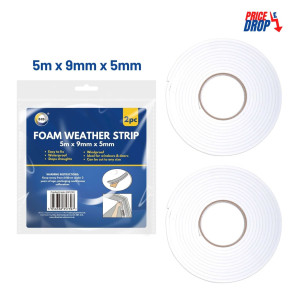 2pc 5m x 9mm x 5mm Foam Weather Strips