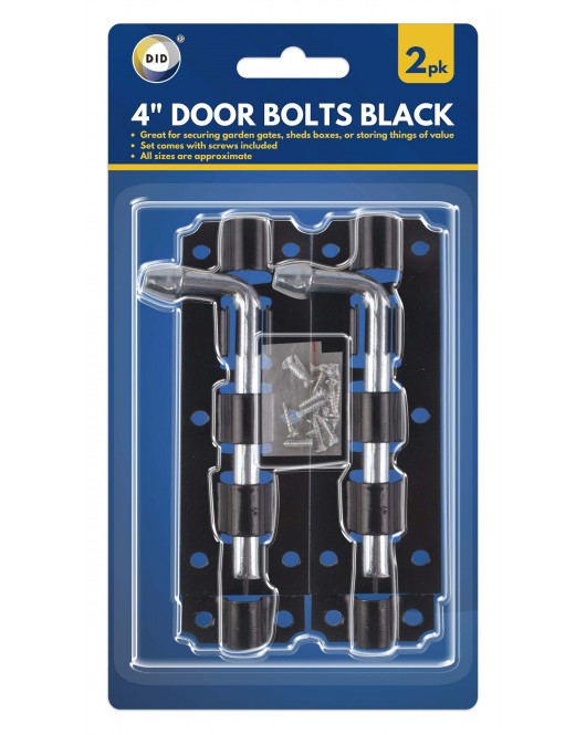 2pc 4"Door Bolts Black