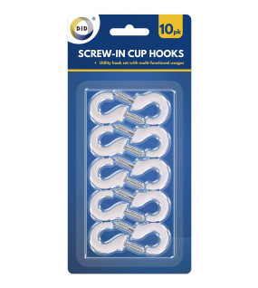 10pc Screw-In Cup Hooks