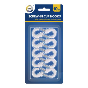 10pc Screw-In Cup Hooks