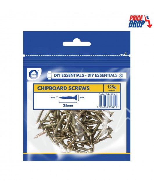 25mm Chipboard Screws 125G