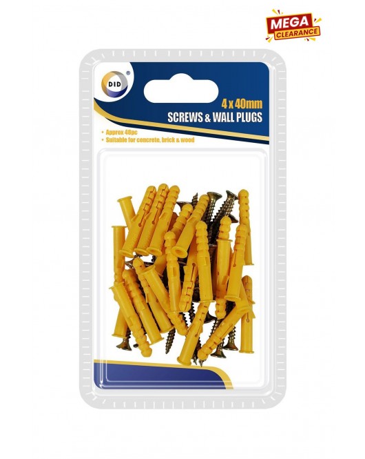 4x40mm Screws & Wall Plugs