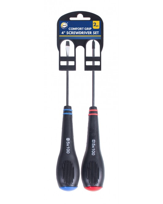 2pc 4" Soft Grip Screwdriver Set