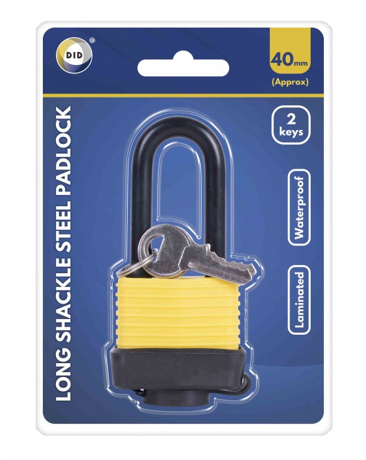 40mm Long Shackle Laminated Waterproof Steel Padlock