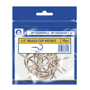 15Pk 1.5” Brass Cup Hooks