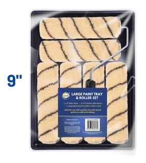 Large Paint Tray with 9" Roller & 6 Emulsion Sleeves