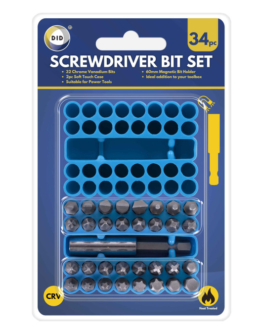 34pc Crv Screwdriver Bit Set