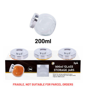 3pc 200ml Glass Storage Jars