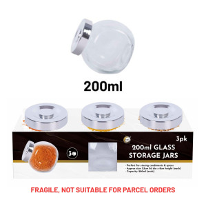 3pc 200ml Glass Storage Jars