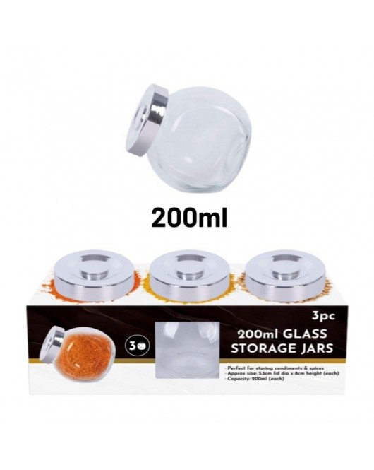  3pc 200ml Glass Storage Jars