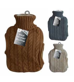 2Litre Hot Water Bottle & Knitted Cover