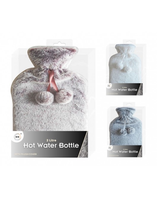 2Litre Hot Water Bottle & Deluxe Plush Cover
