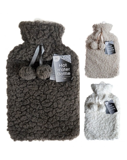 2Litre Hot Water Bottle & Soft Teddy Plush Cover