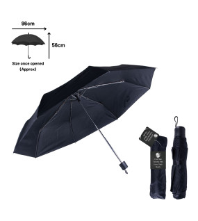 3 Fold Mini Umbrella with Cover - Black Handle