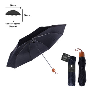 3 Fold Mini Umbrella with Cover - Brown Handle