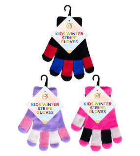 Kids Winter Stripe Gloves