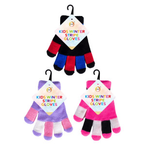 Kids Winter Stripe Gloves