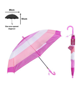 Kid’s Pink Striped Umbrella W/Whistle
