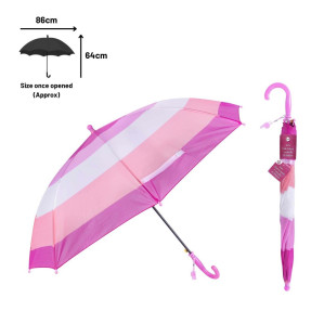 Kid’s Pink Striped Umbrella W/Whistle