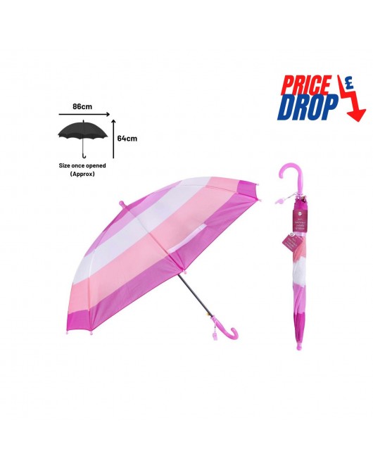 Kid’s Pink Striped Umbrella W/Whistle