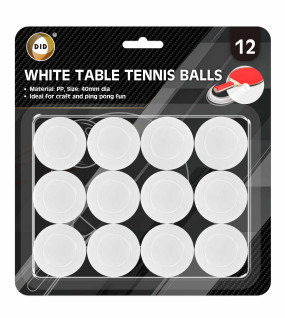 12Pk White Table Tennis Balls