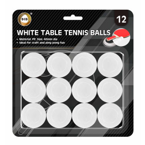 12Pk White Table Tennis Balls