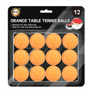12Pk Orange Table Tennis Balls