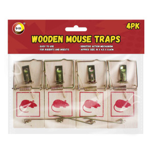 4pc Wooden Mouse Traps
