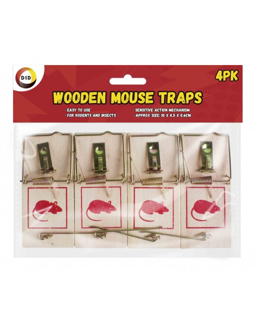 4pc Wooden Mouse Traps