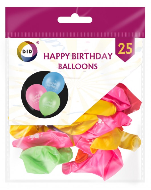 25pc Happy Birthday Balloons