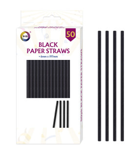 50pc Black Paper Straws